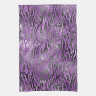 Linge De Cuisine Papier Zebra noir violet