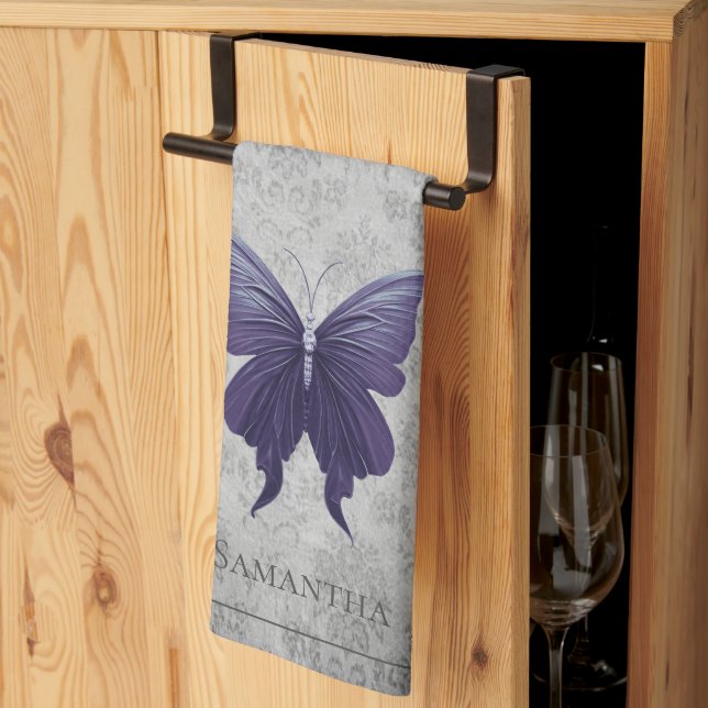 Linge De Cuisine Papillon à bijoux pourpre (Pliage en tiers)