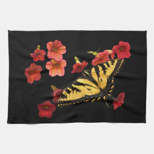 Linge De Cuisine Papillon à queue épaisse de tigre sur les fleurs r