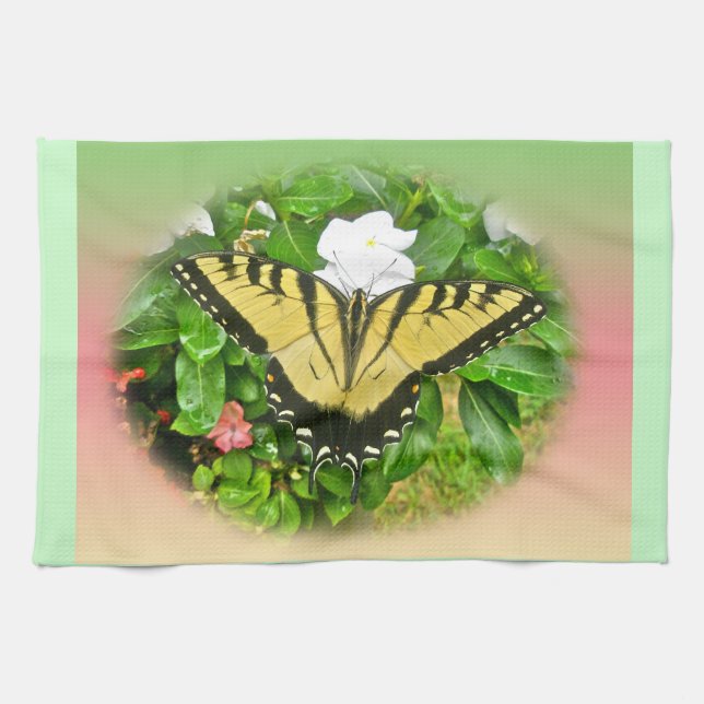 Linge De Cuisine Papillon à queue noire - Fleurs (Horizontal)