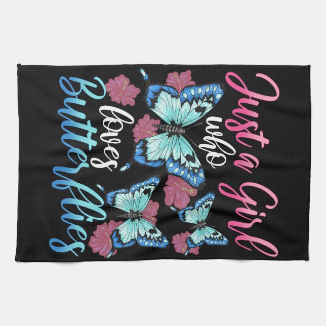 Linge De Cuisine Papillon Aime Juste Une Fille Qui Aime Les Papillo (Horizontal)