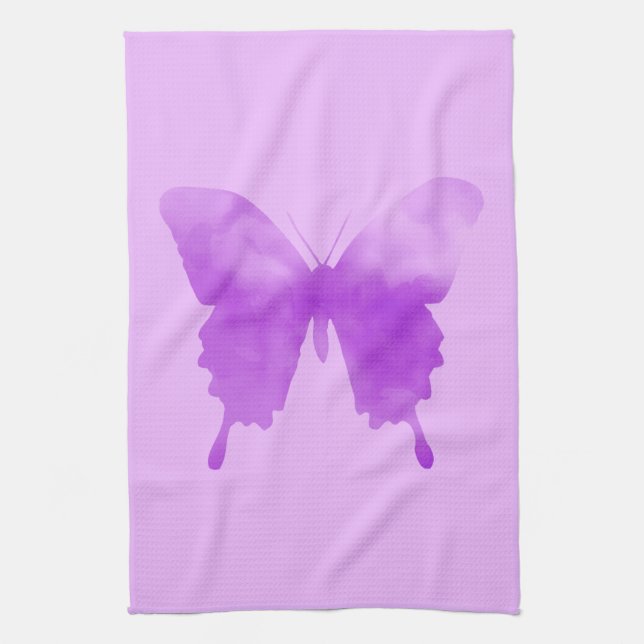 Linge De Cuisine Papillon aquarelle - Lavande et Violet (Vertical)