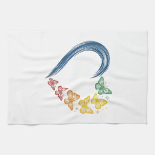 Linge De Cuisine Papillon arc-en-ciel cœur design de gravure vintag
