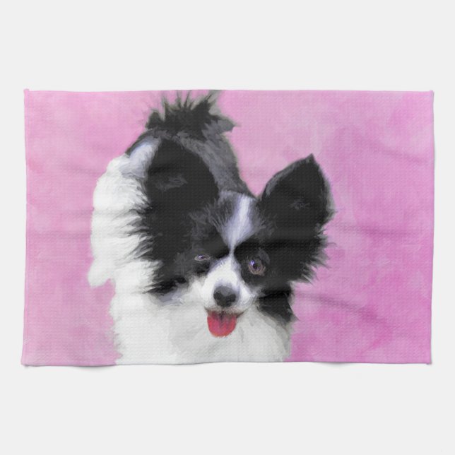 Linge De Cuisine Papillon (blanc et noir) Peinture - Chien Art (Horizontal)