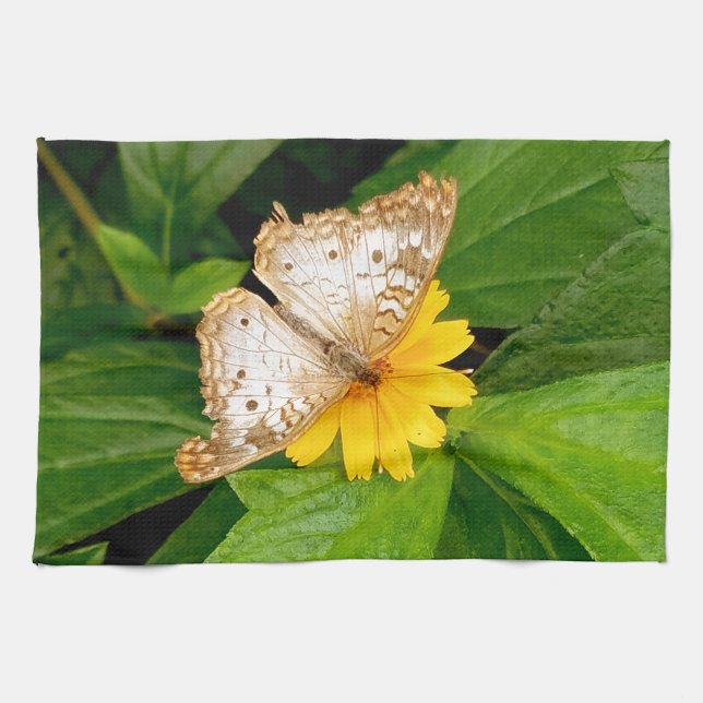 Linge De Cuisine papillon blanc jaune moth (Horizontal)