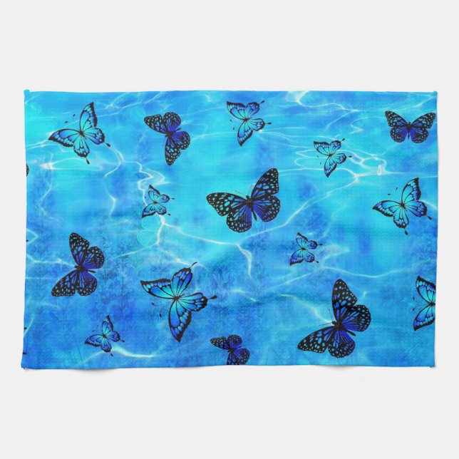 Linge De Cuisine Papillon bleu (Horizontal)