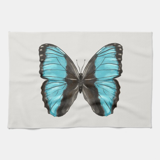 Linge De Cuisine Papillon bleu Insect Art Amour de la nature (Horizontal)
