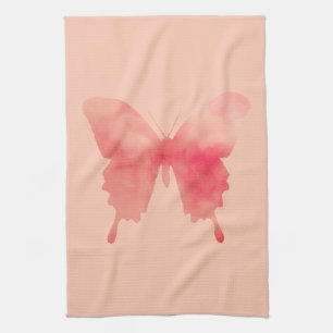 Linge De Cuisine Papillon d'aquarelle - corail et pêche