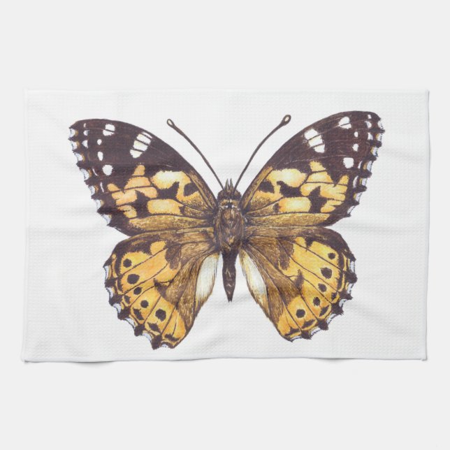 Linge De Cuisine Papillon de femme peint (Horizontal)