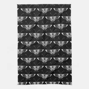 Linge De Cuisine Papillon déco stylisé - noir et blanc