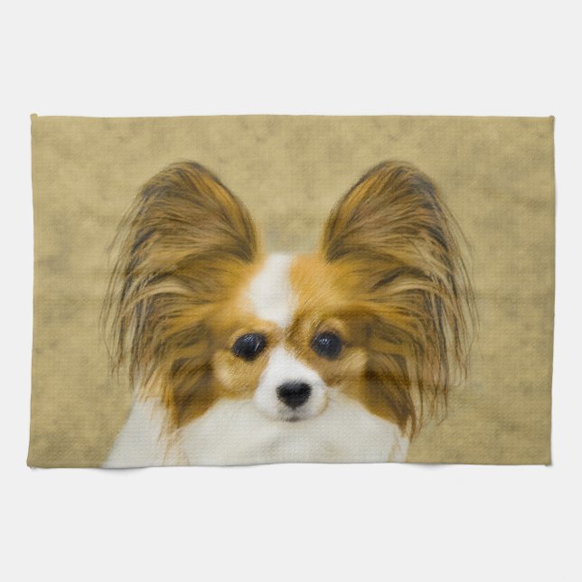 Linge De Cuisine Papillon (Hound Tri) Peinture - Art Chien original (Horizontal)