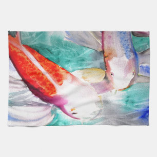 Linge De Cuisine Papillon Koi aquarelle japonais Poisson Art
