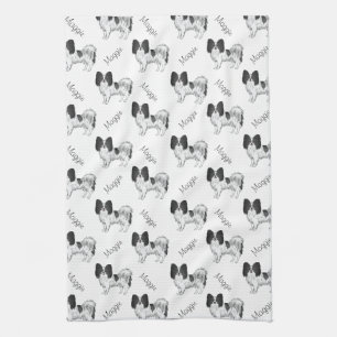 Linge De Cuisine Papillon Noir Et Blanc Avec Nom
