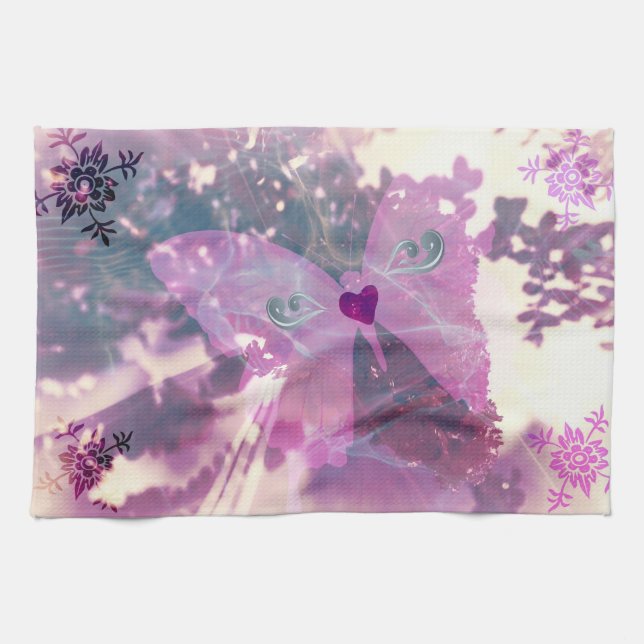 Linge De Cuisine Papillon rose (Horizontal)