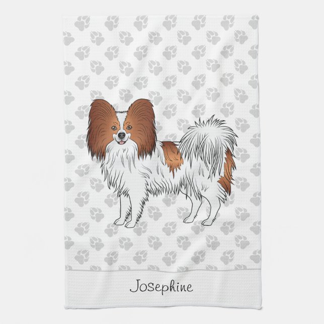 Linge De Cuisine Papillon Rouge Et Blanc Avec Des Pattes Et Du Text (Vertical)