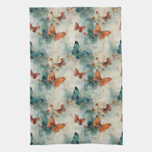 Linge De Cuisine Papillon sarcelle Jardin anglais Floral vintage