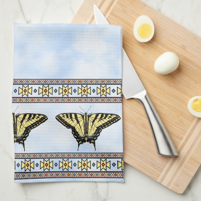 Linge De Cuisine Papillon Southwest Yellow Swallowtail Blue Sky (Quart Plié)
