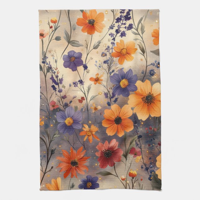 Linge De Cuisine Papillon Vintage Fleur Sauvage (11) (Vertical)