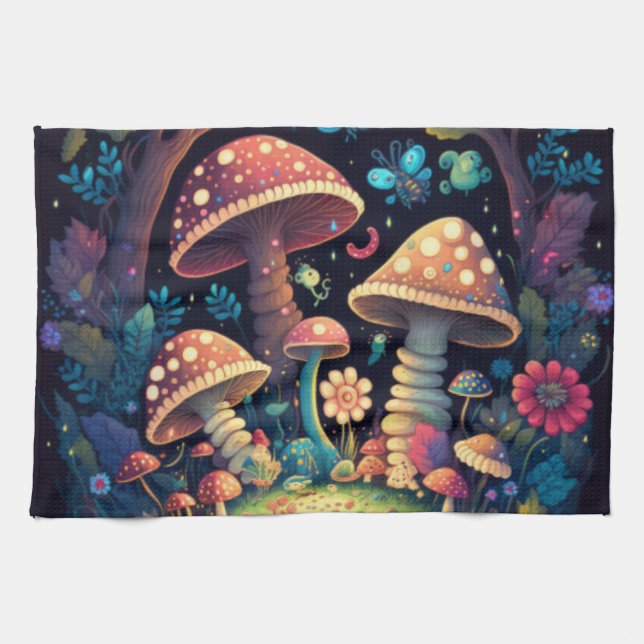 Linge De Cuisine Papillons aux champignons magiques (Horizontal)