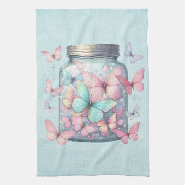 Linge De Cuisine Papillons Fantaisistes dans un Pot (Vertical)