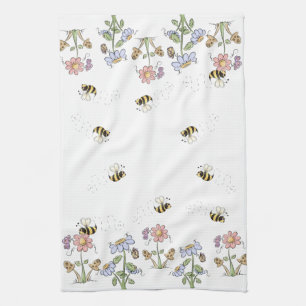 Linge De Cuisine Papillons mignons de marguerites d'abeilles d'art