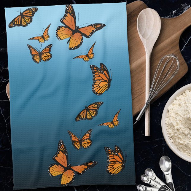 Linge De Cuisine Papillons Monarch Ombre Bleu (Créateur téléchargé)