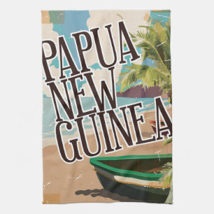 Linge De Cuisine Papouasie-Nouvelle-Guinée affiche de voyage vintag