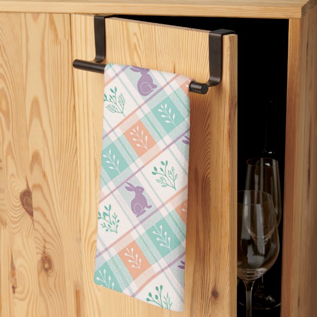 Linge De Cuisine Pâques à carreaux vichy  (Pliage en tiers)