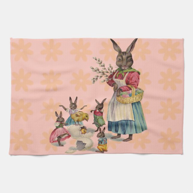 Linge De Cuisine Pâques Lapin Poule Lapin Œufs (Horizontal)