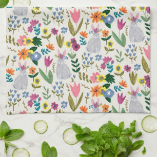 Linge De Cuisine Pâques lapin rose et vert mignon tablier fleuri pr