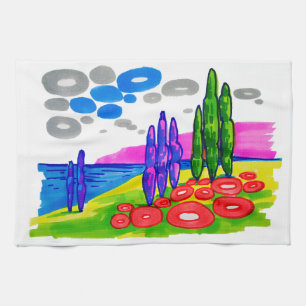 Linge De Cuisine Paradis Pop Art – Paysage Graphique Audacieux