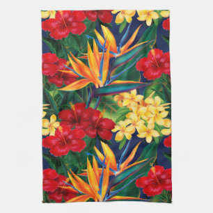 Linge De Cuisine Paradis tropical Floral Hawaï vertical