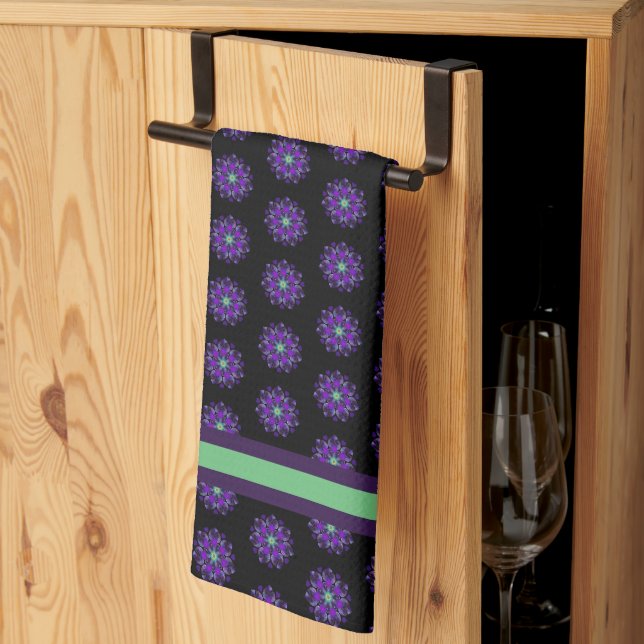 Linge De Cuisine Parapluie violet & coeurs .7 (Pliage en tiers)