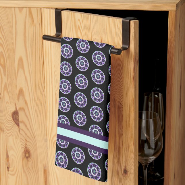 Linge De Cuisine Parapluie violet & coeurs .7 (Pliage en tiers)