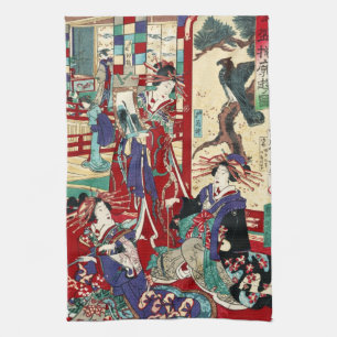 Linge De Cuisine Parchemin vintage japonais Cool ukiyo-e trio geish