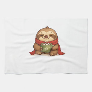 Linge De Cuisine Paresseux de Noël cosy avec chocolat chaud � Gagne