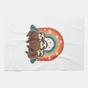 Linge De Cuisine Paresseux Vintage Arc-en-ciel Rétro Art Animal Mig