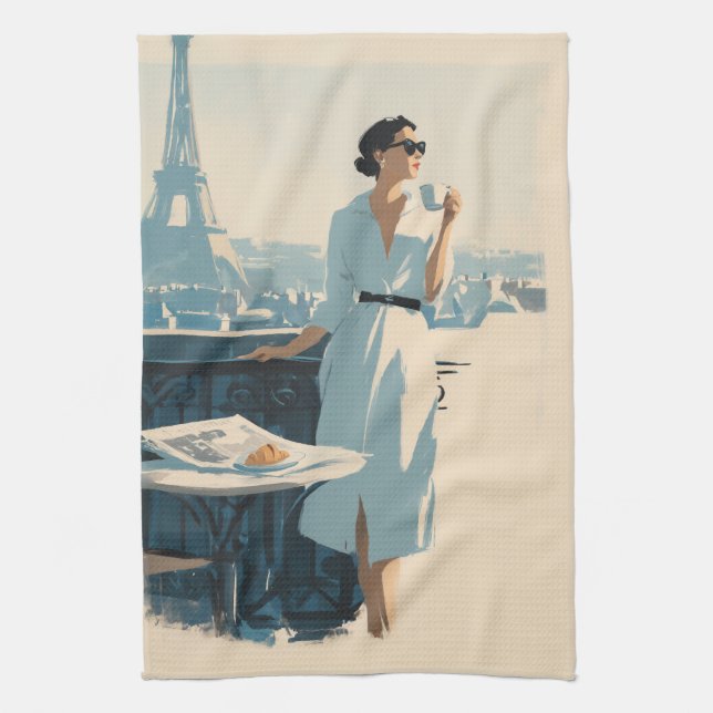 Linge De Cuisine Paris Morning Coffee Elegance (Vertical)
