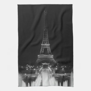 Linge De Cuisine Paris vintage fontaines tour Eiffel nuit