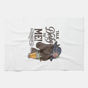 Linge De Cuisine Parle Derby à Moi T-Shirt Gravure Vintage Cheval_1