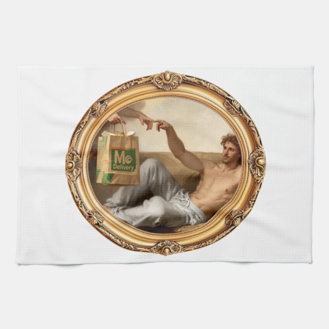 Linge De Cuisine Parodie de peinture classique avec sac de plats à  (Horizontal)