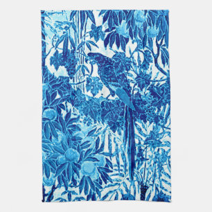 Linge De Cuisine Parrot dans un cadre de jungle, Indigo bleu et bla