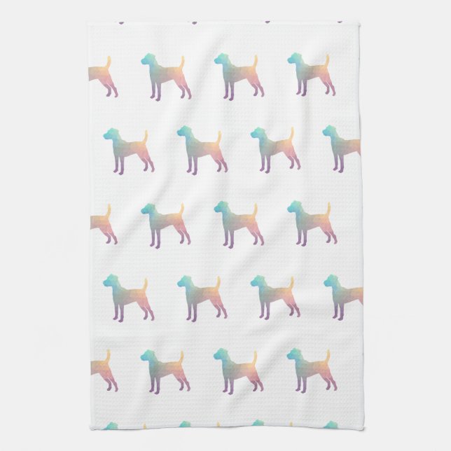 Linge De Cuisine Parson Russell Terrier Chien race Geo Pastel (Vertical)