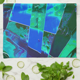 Linge De Cuisine Parties Abstraites de pâturage vert et ciel bleu e