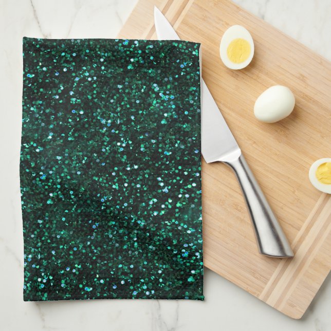 Linge De Cuisine Parties scintillant bleu turquoise foncé (Quart Plié)