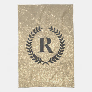 Linge De Cuisine Parties scintillant D'Or Avec Monogramme