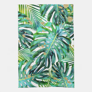 Linge De Cuisine Parties scintillant d'or Feuille Tropical Palms Mo