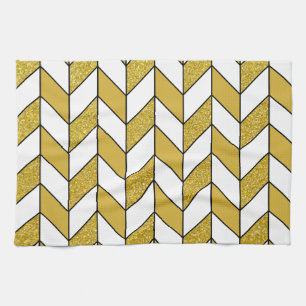 Linge De Cuisine Parties scintillant d'or moderne Herringbone Chevr