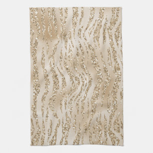 Linge De Cuisine Parties scintillant Gold Luxe Zebra Print        