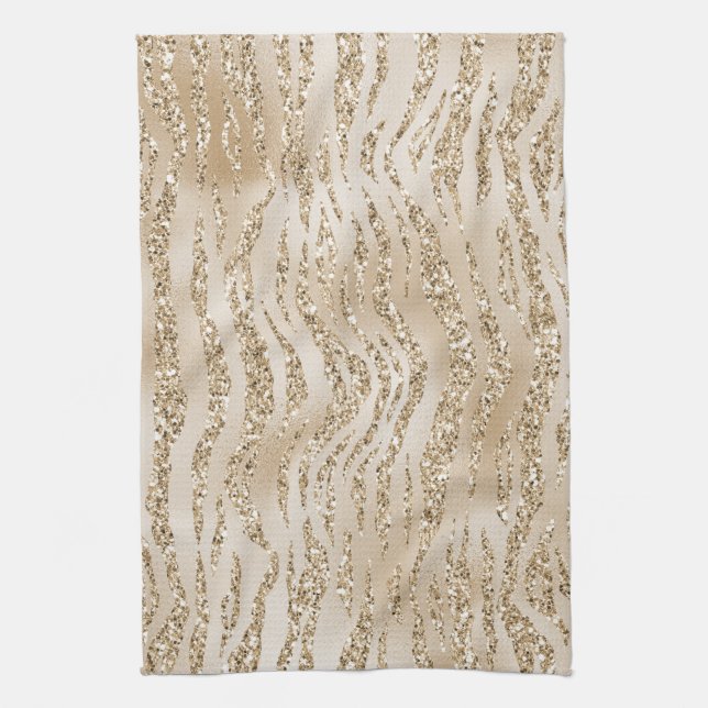Linge De Cuisine Parties scintillant Gold Luxe Zebra Print         (Vertical)